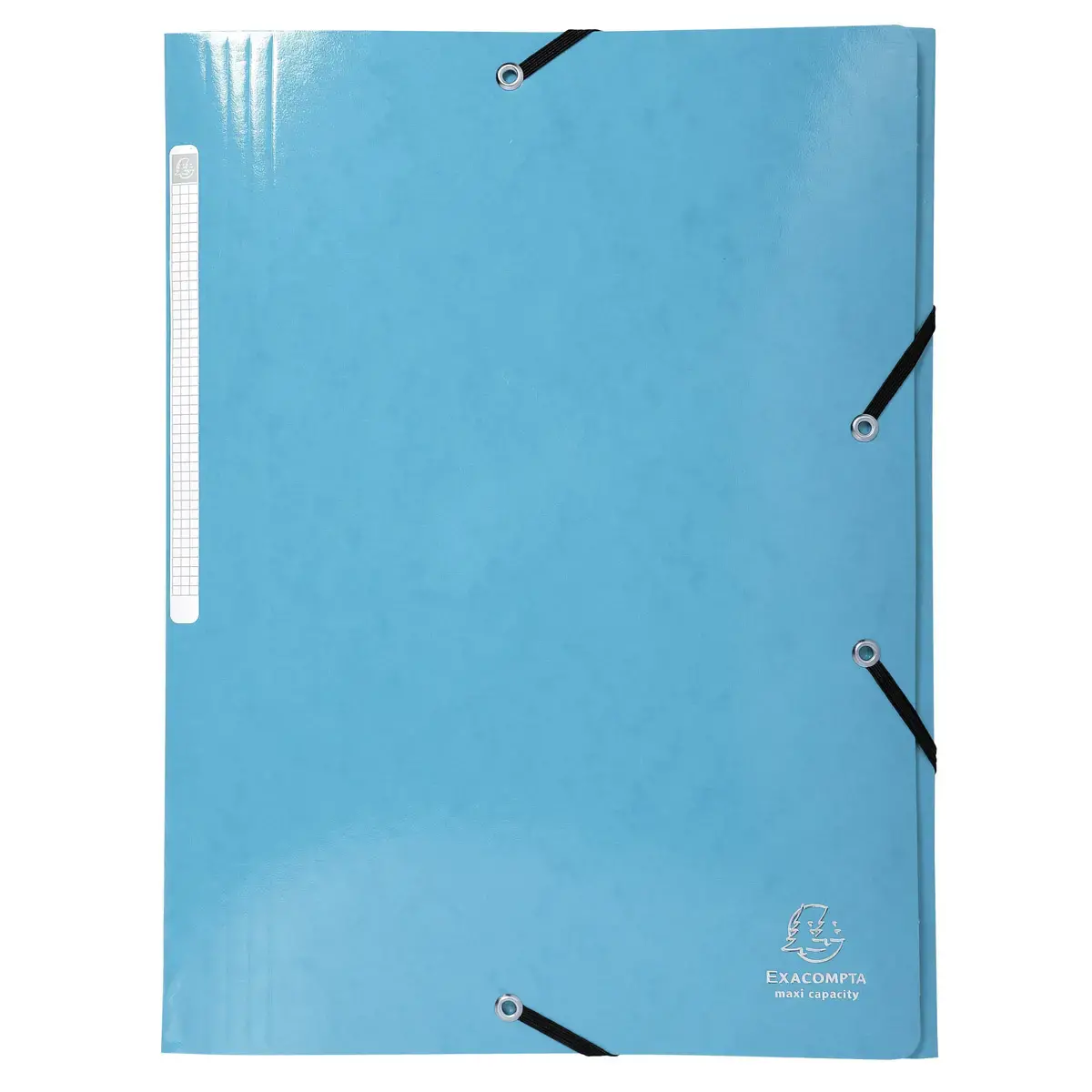 Chemise à élastiques 3 rabats Maxi capacity carte lustrée pelliculée 425gm² Iderama A4 - Bleu clair - EXACOMPTA