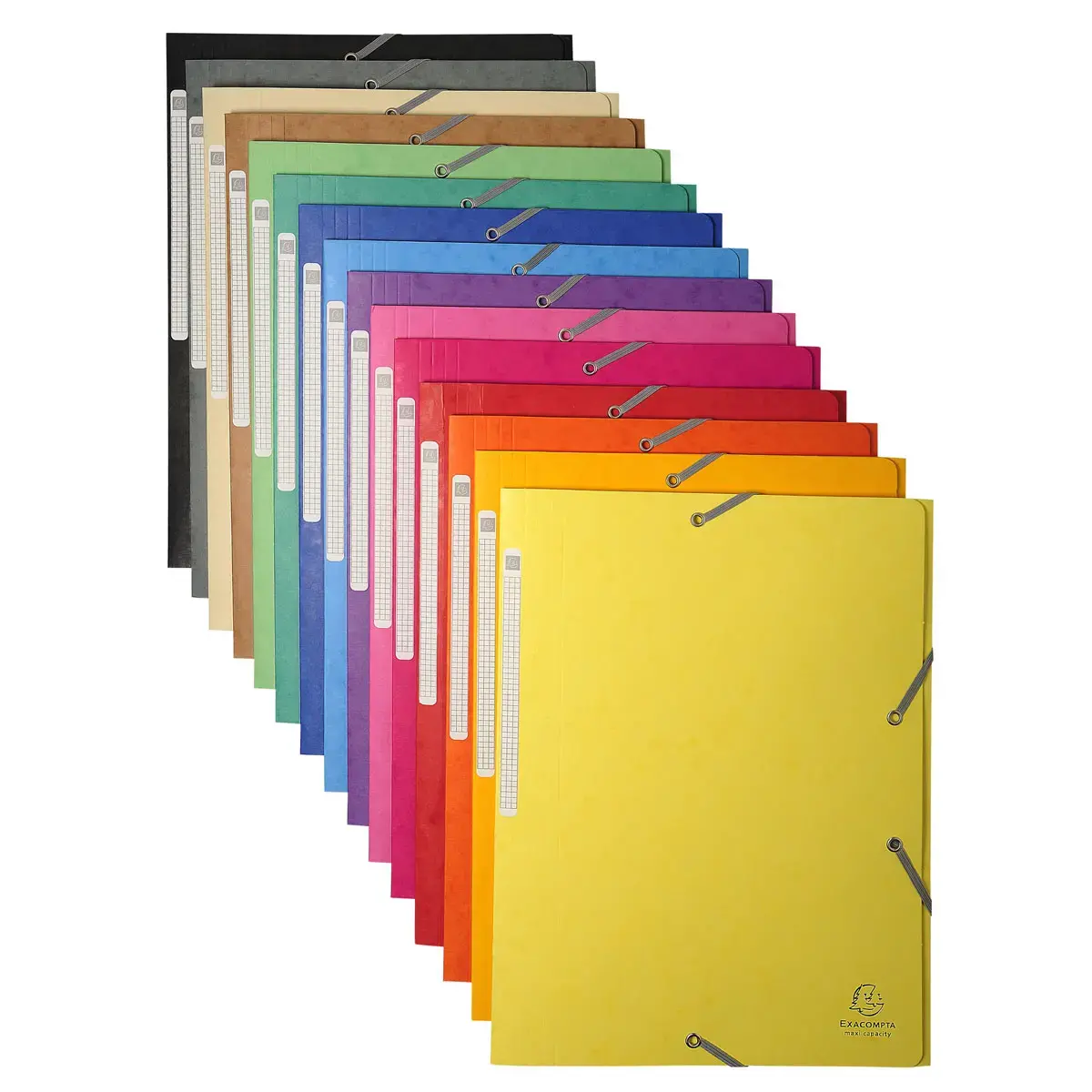 Chemise à élastiques Maxi capacity carte lustrée 425gm² - A4 - Couleurs assorties - EXACOMPTA