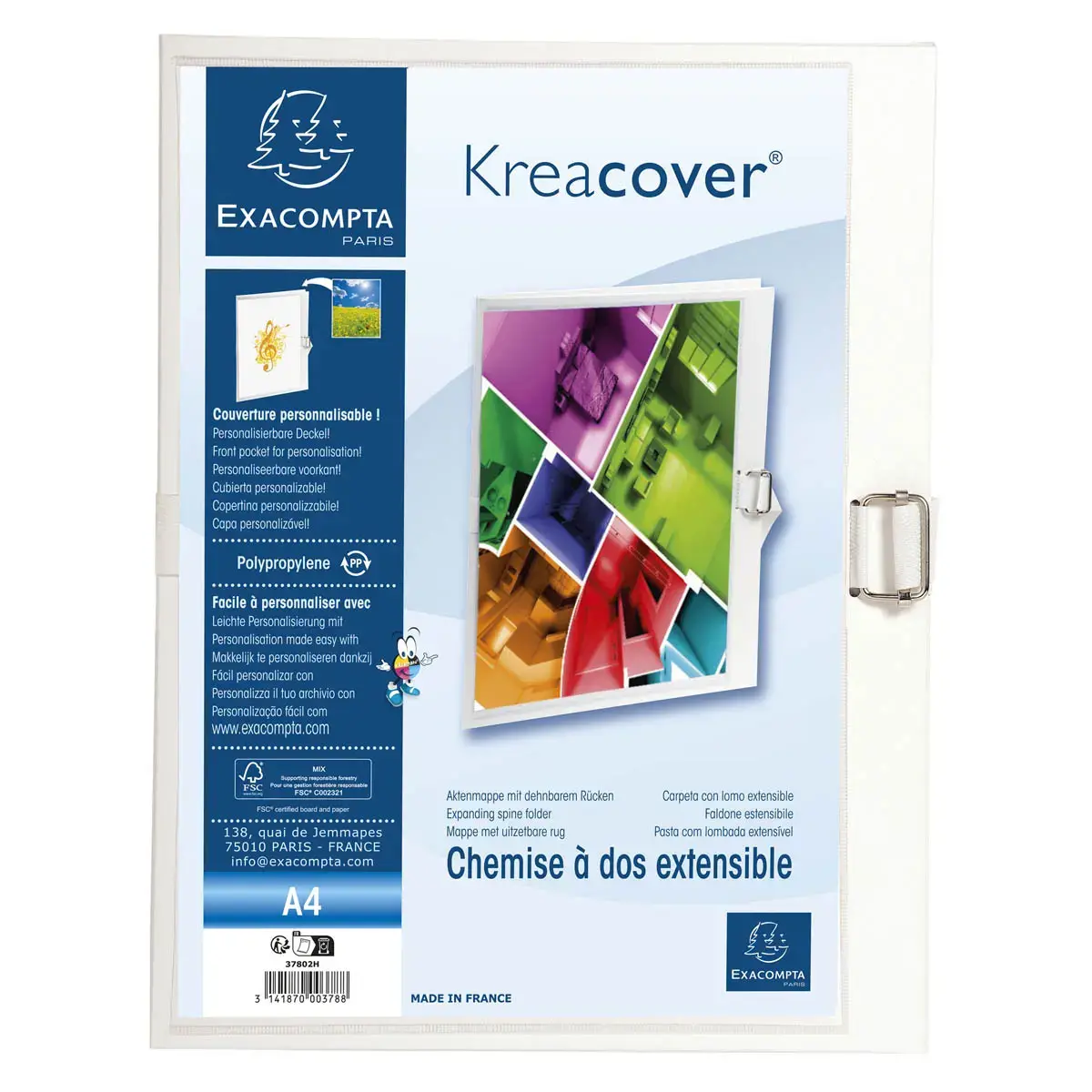 Chemise dos extensible Krea Cover® - 24x32cm - Blanc - EXACOMPTA
