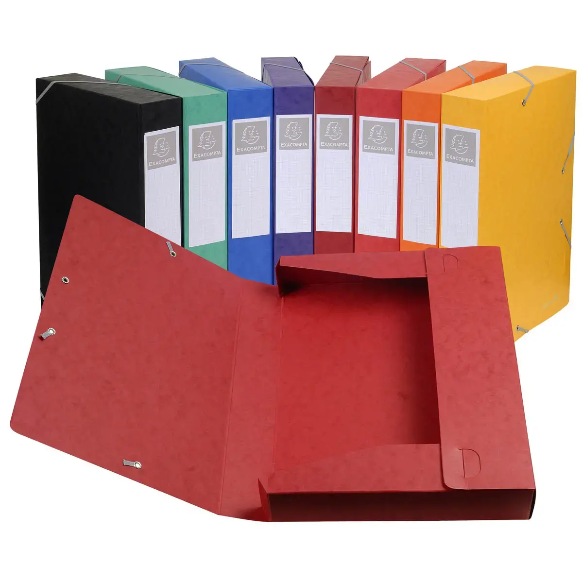 Boite de classement livrée à plat Cartobox Dos 50mm Carte lustrée - A4 - Couleurs assorties - EXACOMPTA