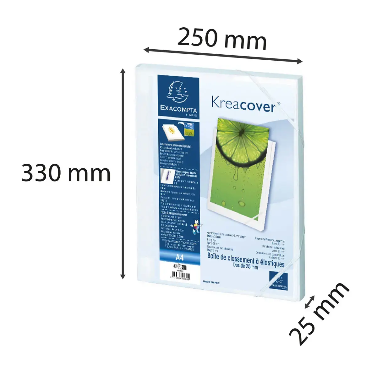 Boite de classement Dos 25mm polypropylène opaque 7/10e Krea Cover - A4 - Blanc - EXACOMPTA
