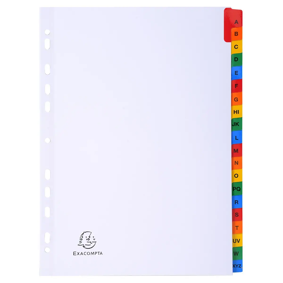 Intercalaires Imprim&eacute;s alphab&eacute;tiques carte blanche 160g - 20 positions - A4 - Blanc - EXACOMPTA 