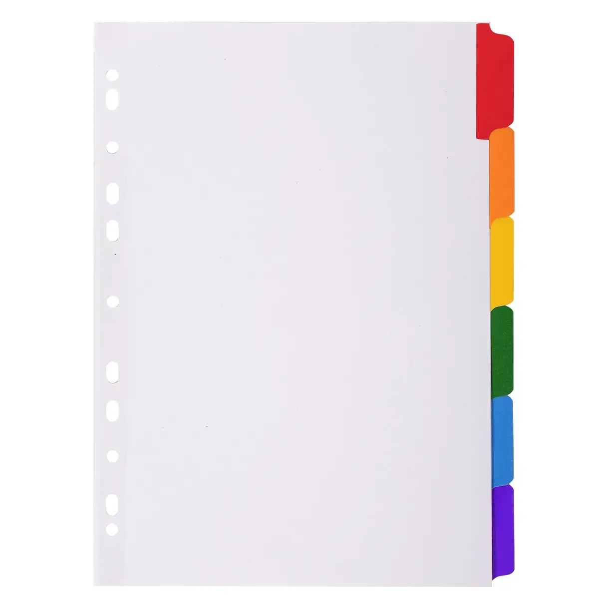 Intercalaires carte blanche 160g avec onglets couleurs renforcés - 6 positions - A4 - Blanc - EXACOMPTA