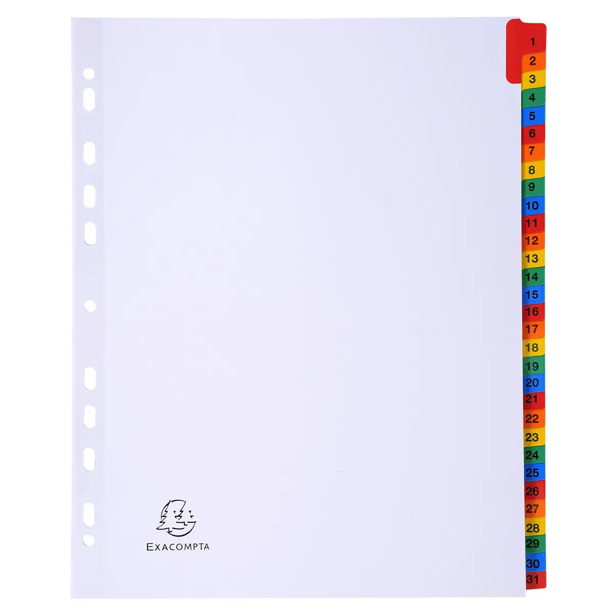 Intercalaires Imprim&eacute;s num&eacute;riques carte blanche 160g- 31 positions - A4 Maxi - Blanc - EXACOMPTA 