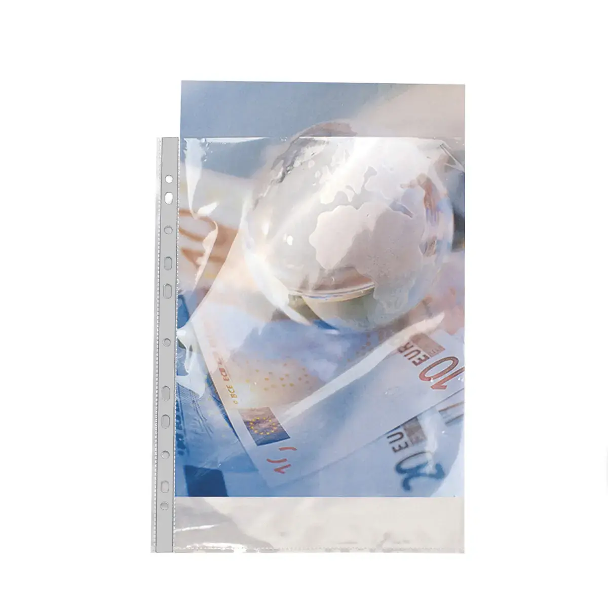 Sachet de 10 pochettes perforées polypropylène lisse haute qualité 9/100e - A4 - Cristal - EXACOMPTA