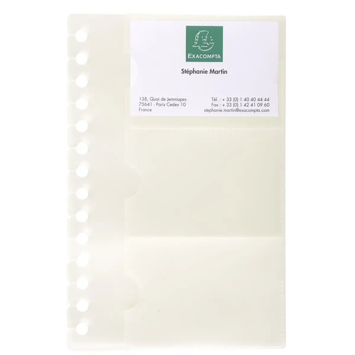 Recharge de 10 pochettes détachables pour porte cartes de visite Exactive® - 19x12,5cm - Cristal - EXACOMPTA