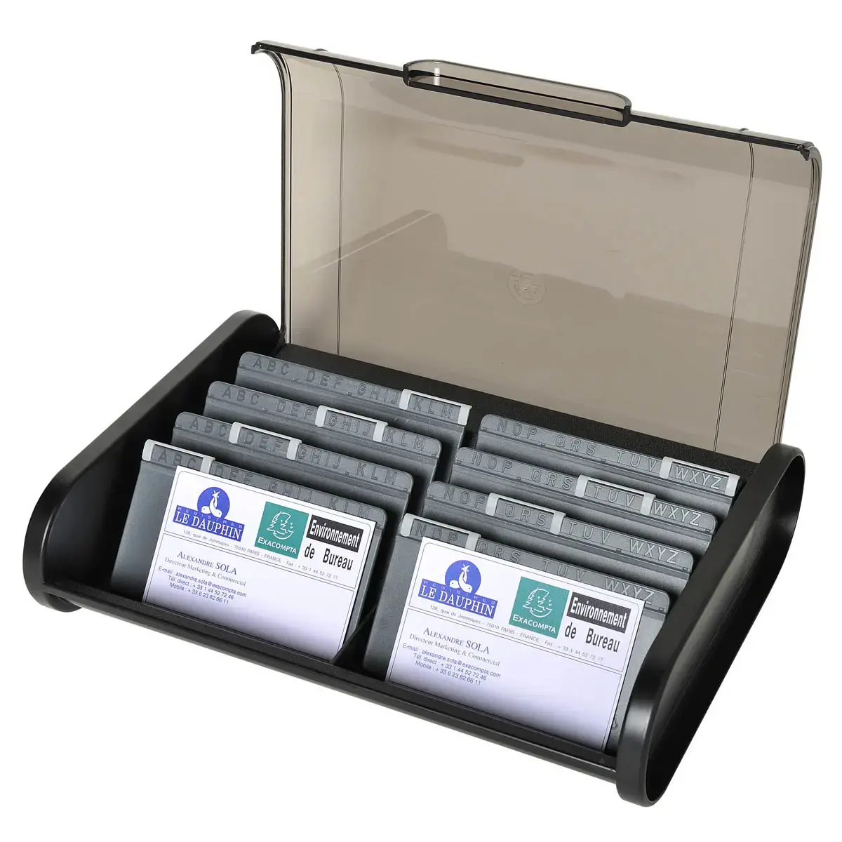 Fichier pour cartes de visite Topline - 60x245x180 mm - Noir/gris souris - EXACOMPTA