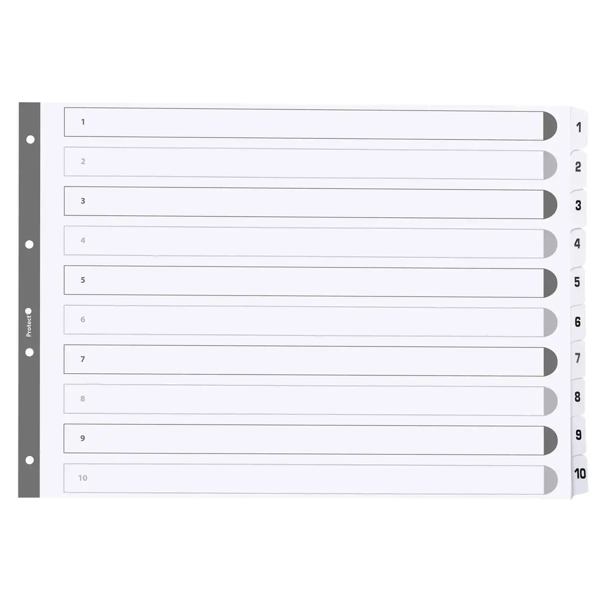 Intercalaires imprim&eacute;s &agrave; touches plastifi&eacute;es - 5 touches 1 &agrave; 5 - A3 - Blanc - EXACOMPTA 