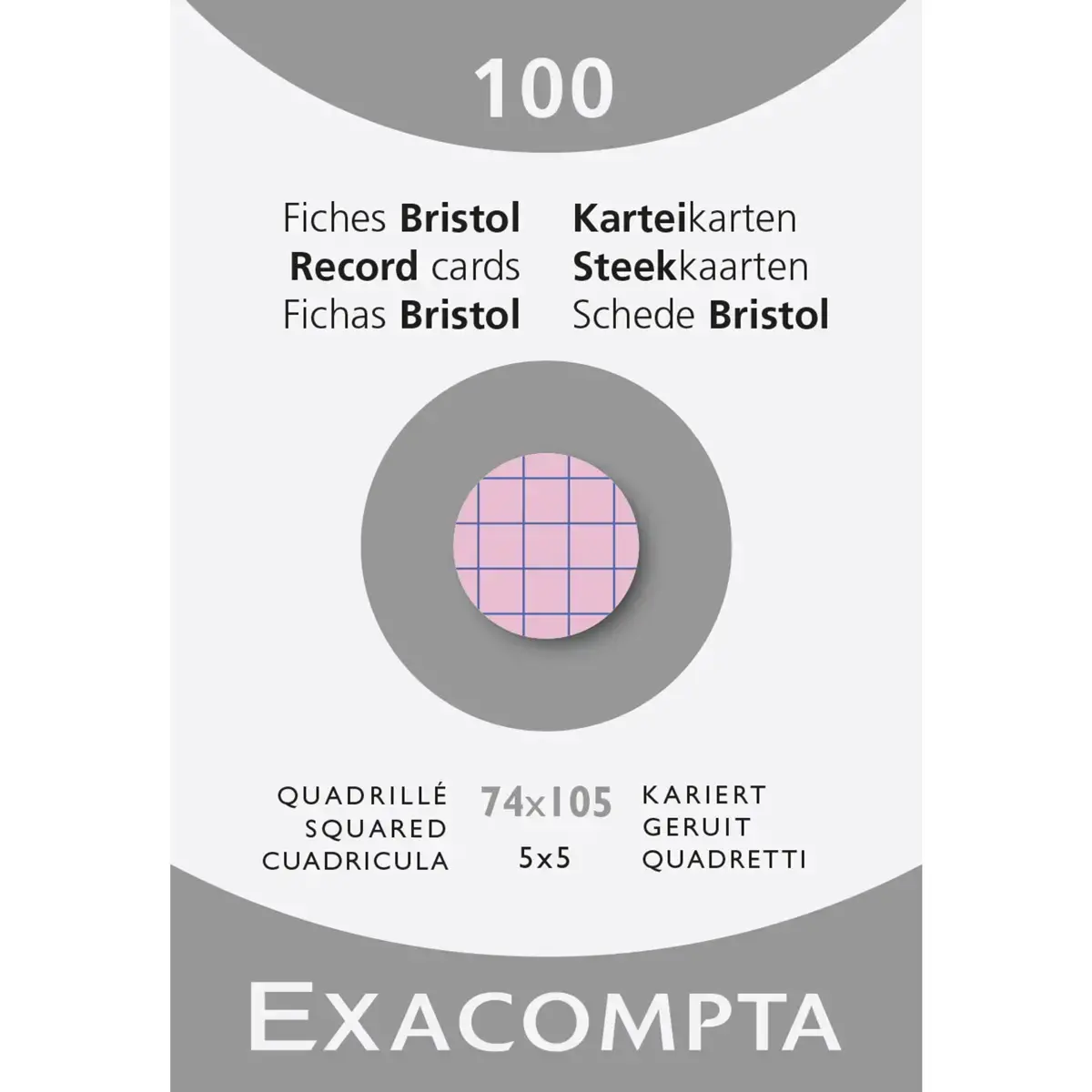 &Eacute;tui de 100 fiches - bristol quadrill&eacute; 5x5 non perfor&eacute; 74x105mm - Rose - EXACOMPTA 