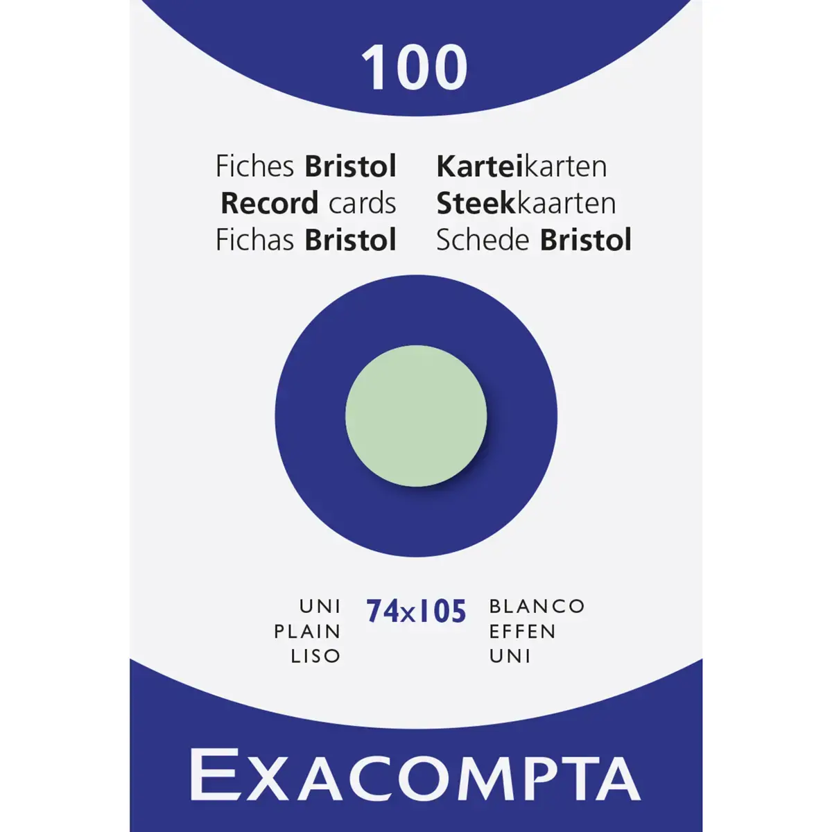 &Eacute;tui de 100 fiches - bristol uni non perfor&eacute; 74x105mm - Vert - EXACOMPTA 