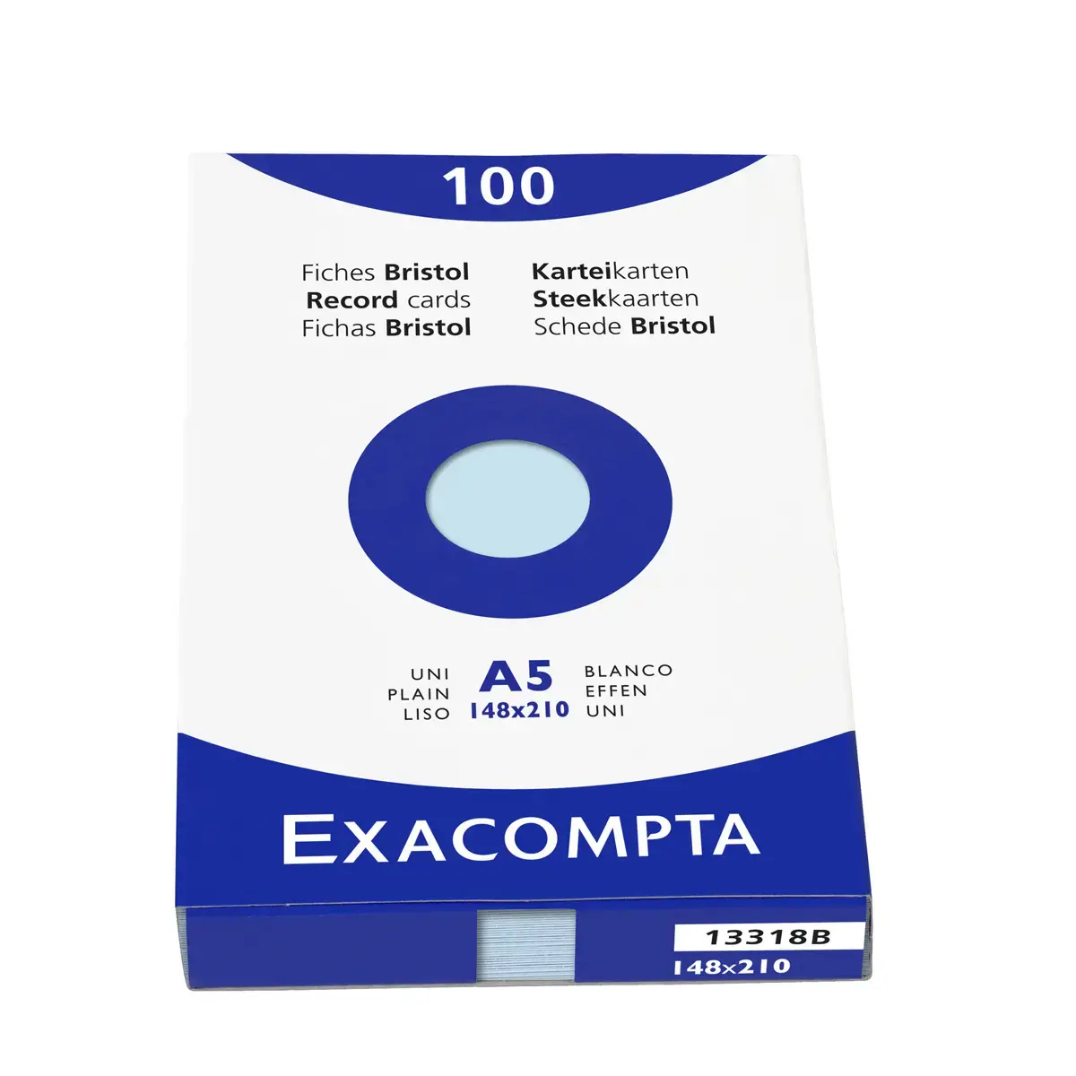 &Eacute;tui de 100 fiches - bristol uni non perfor&eacute; 148x210mm - Azur - EXACOMPTA 