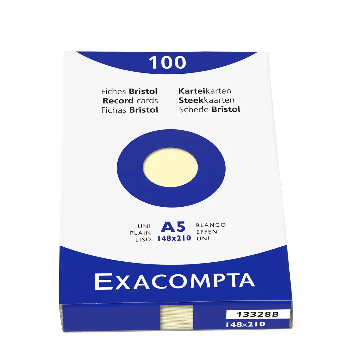 Étui de 100 fiches - bristol uni non perforé 148x210mm - Jaune - EXACOMPTA
