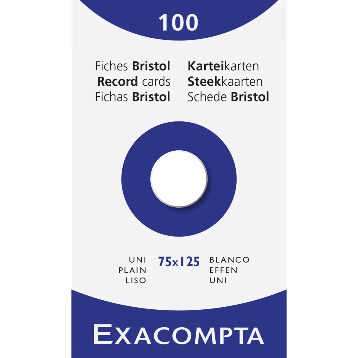 &Eacute;tui de 100 fiches - bristol uni non perfor&eacute; 75x125mm - Blanc - EXACOMPTA 