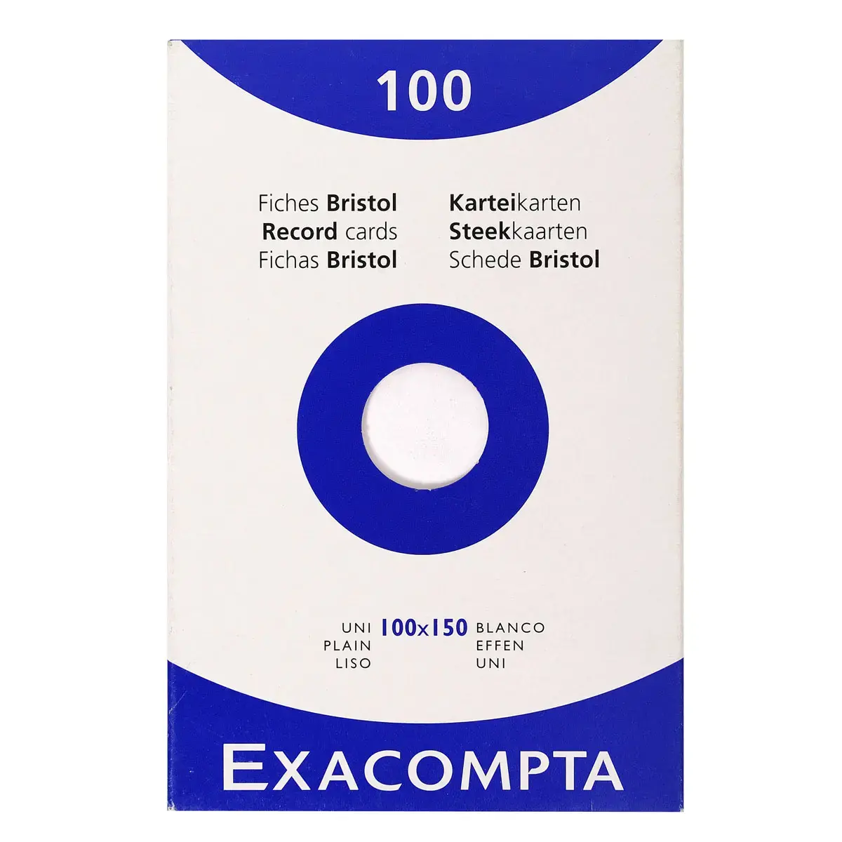 Étui de 100 fiches - bristol uni non perforé 100x150mm - Blanc - EXACOMPTA