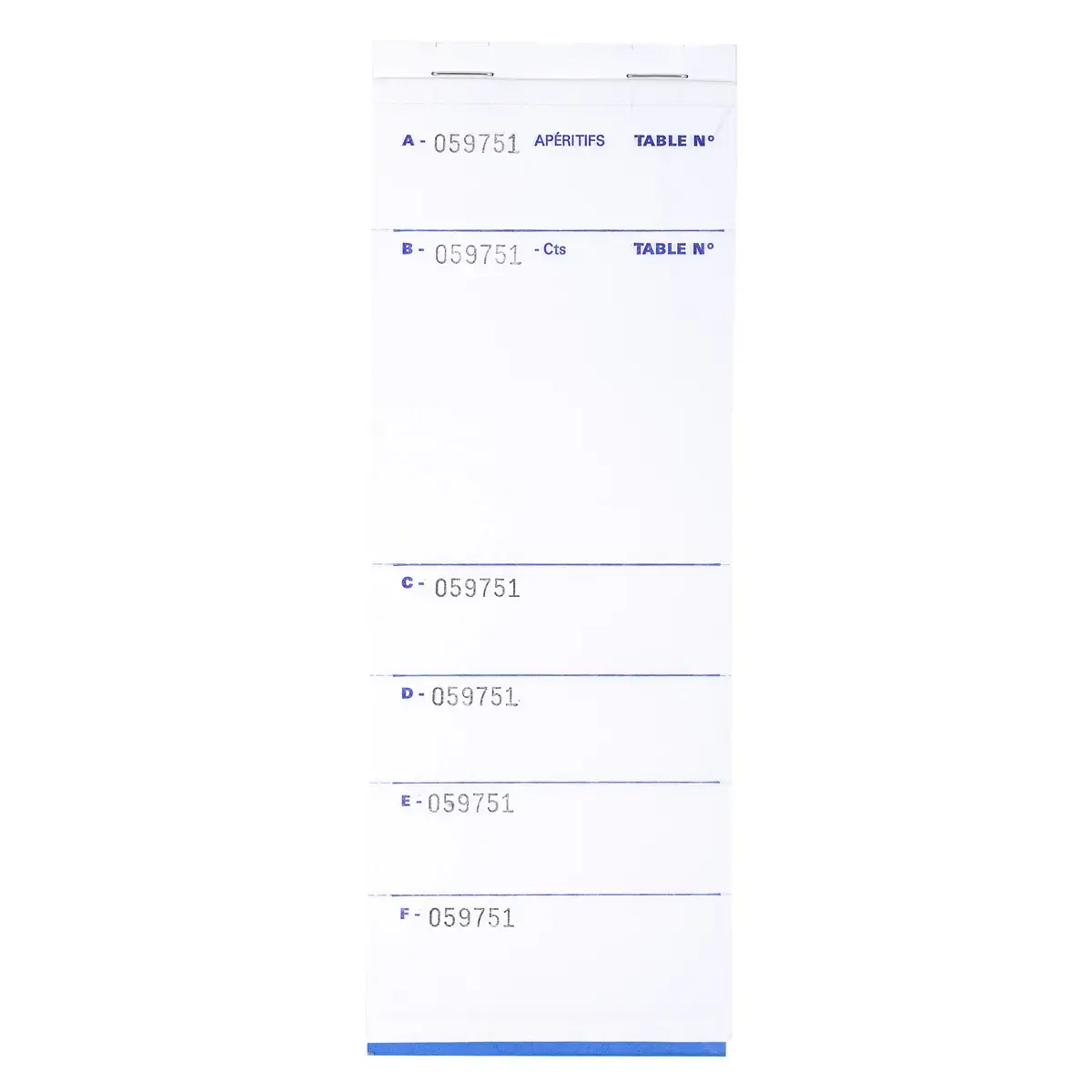 Bloc Brasserie 50 feuillets autocopiants numérotés en dupli - Format 9 ,6x26 cm - EXACOMPTA
