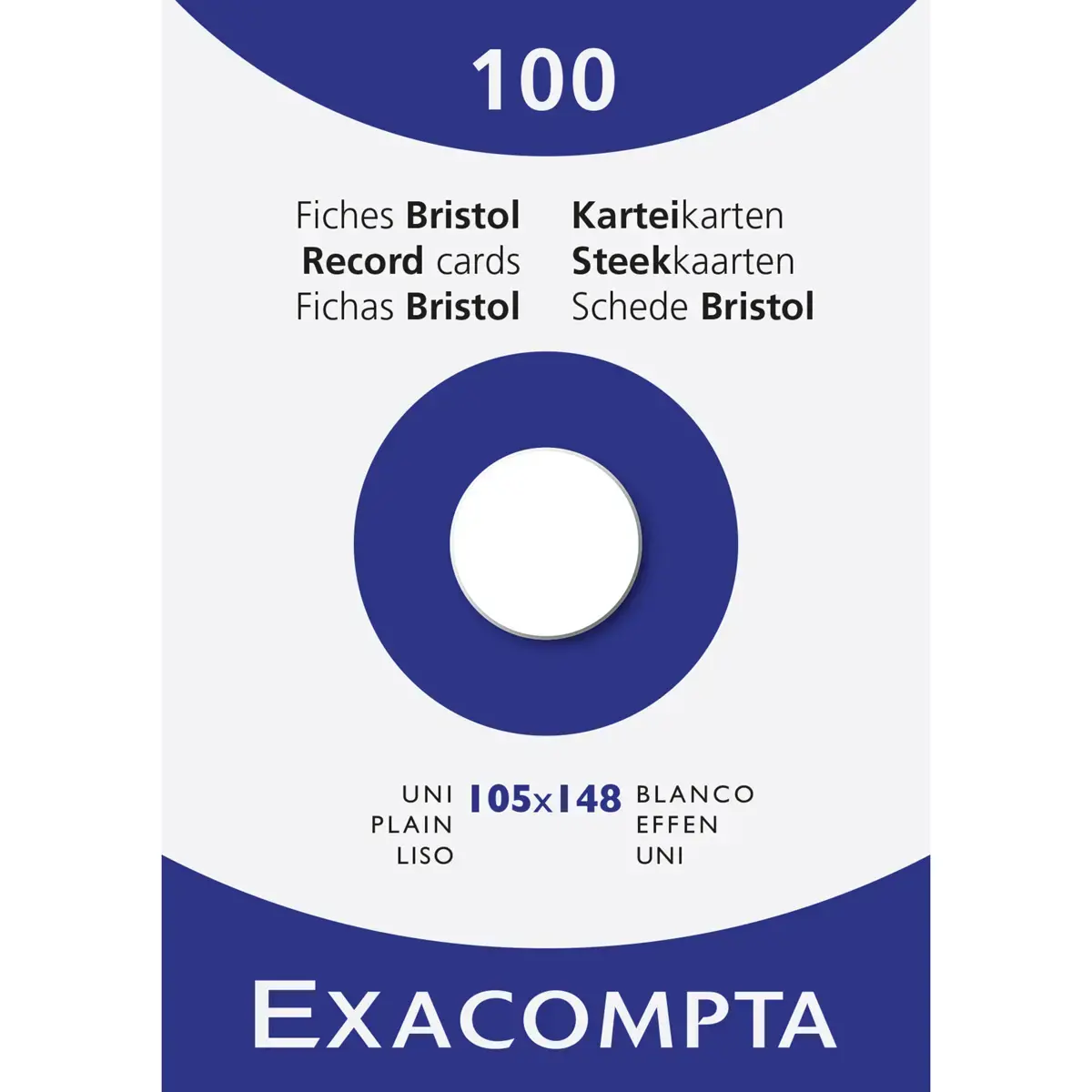 Étui de 100 fiches - bristol uni non perforé 105x148mm - Blanc - EXACOMPTA