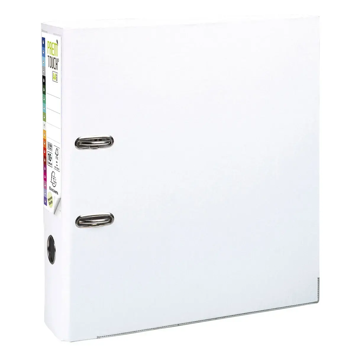 Classeur à levier Prem'Touch intérieur et extérieur en polypropylène - Dos 80mm - A4 maxi. - Blanc - EXACOMPTA