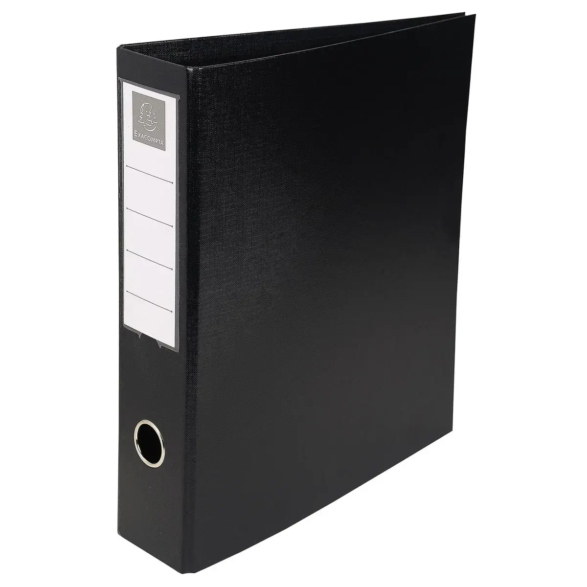 Classeur rembordé PVC 4 anneaux en D de 50mm en 3ème de couverture - A4 maxi - Noir - EXACOMPTA