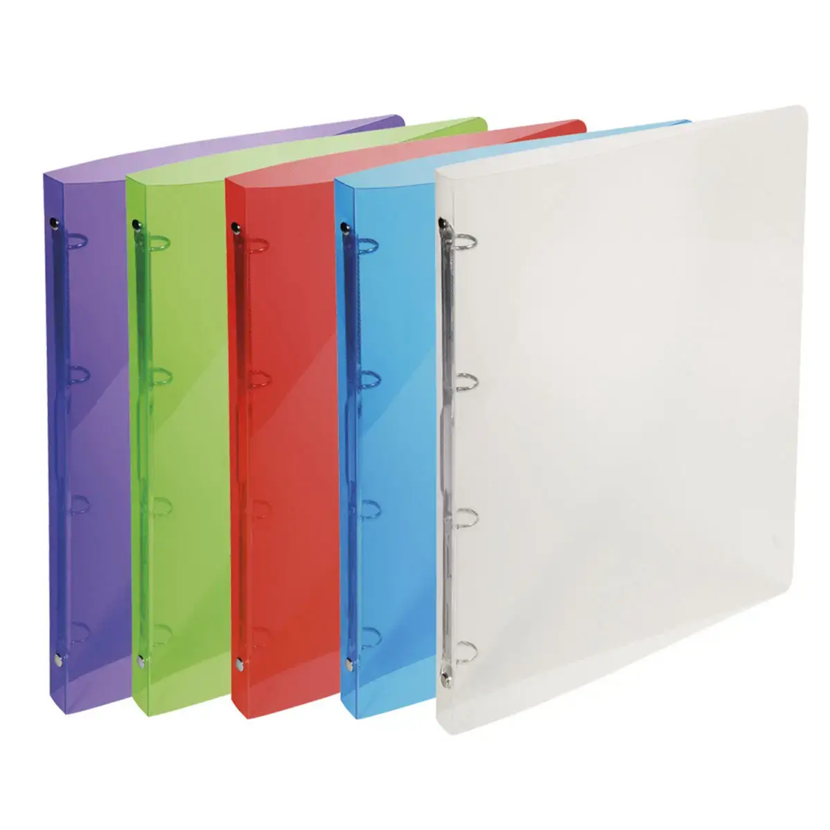 Classeur 4 anneaux 15 mm polypropyl&egrave;ne Crystal colours - A4 - Couleurs assorties - EXACOMPTA 