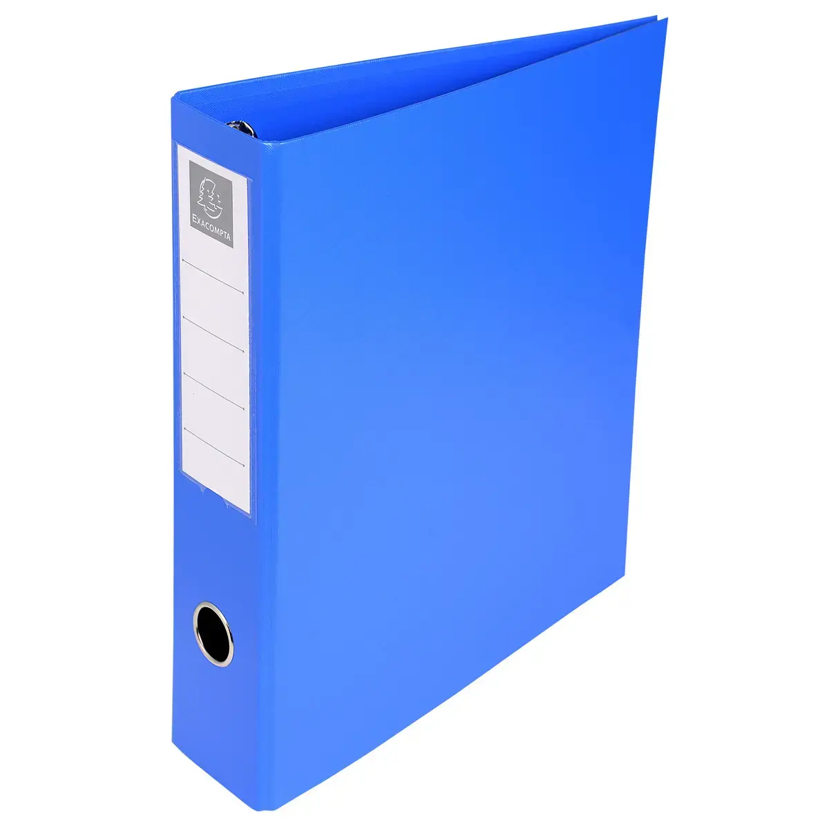 Classeur rembordé PVC 4 anneaux en D de 50mm en 3ème de couverture - A4 maxi - Bleu - EXACOMPTA
