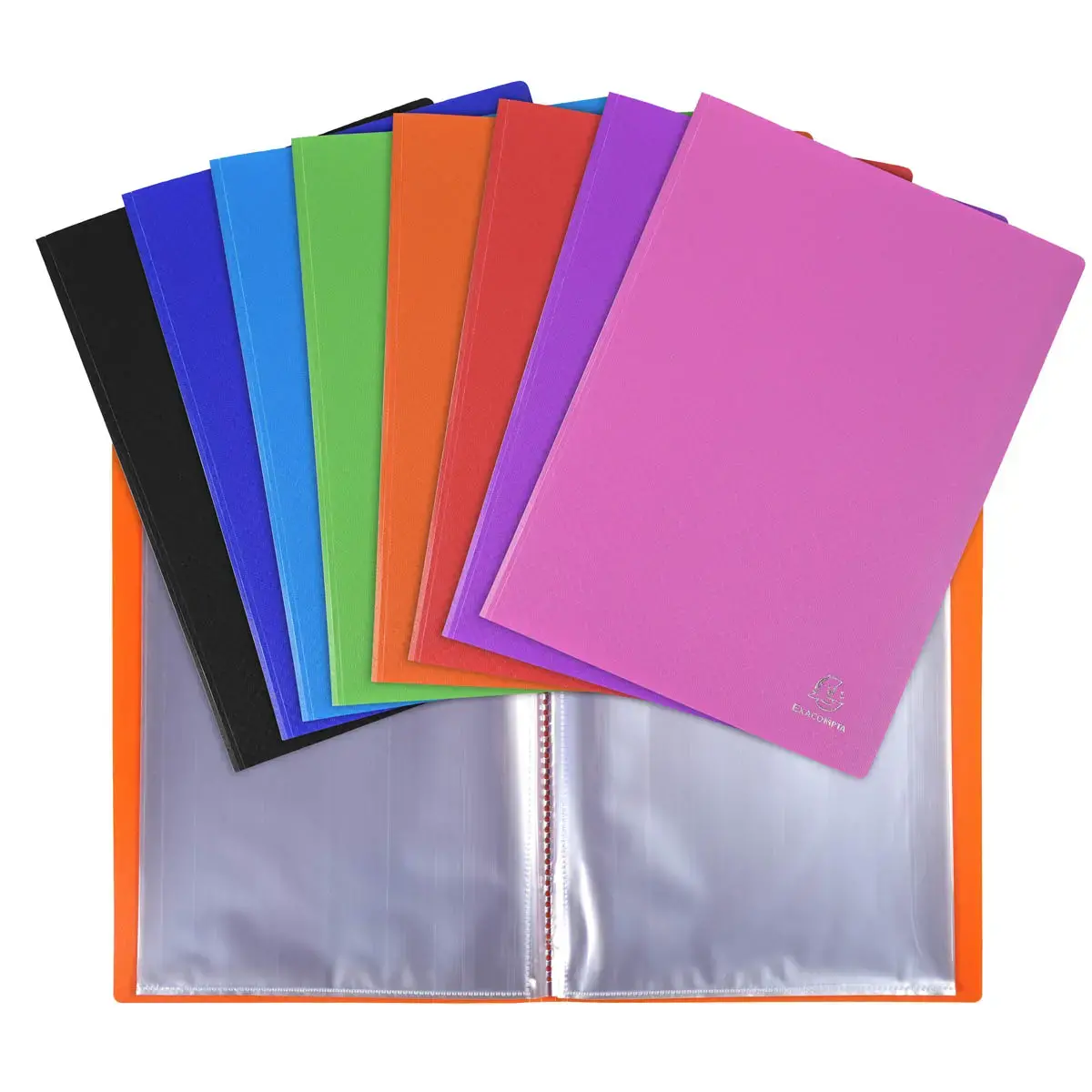Prot&egrave;ge-documents en polypropyl&egrave;ne 5/10e OPAK pochettes Cristal 100 vues - A4 - Couleurs assorties - EXACOMPTA 