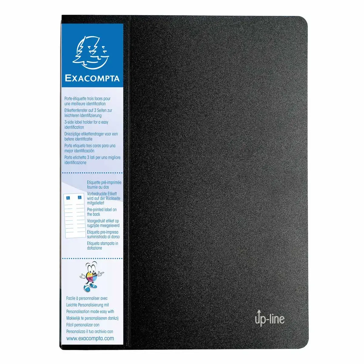 Protège-documents en polypropylène rigide avec porte étiquette 3 faces Up Line Opaque 120 vues - A4 - Noir - EXACOMPTA