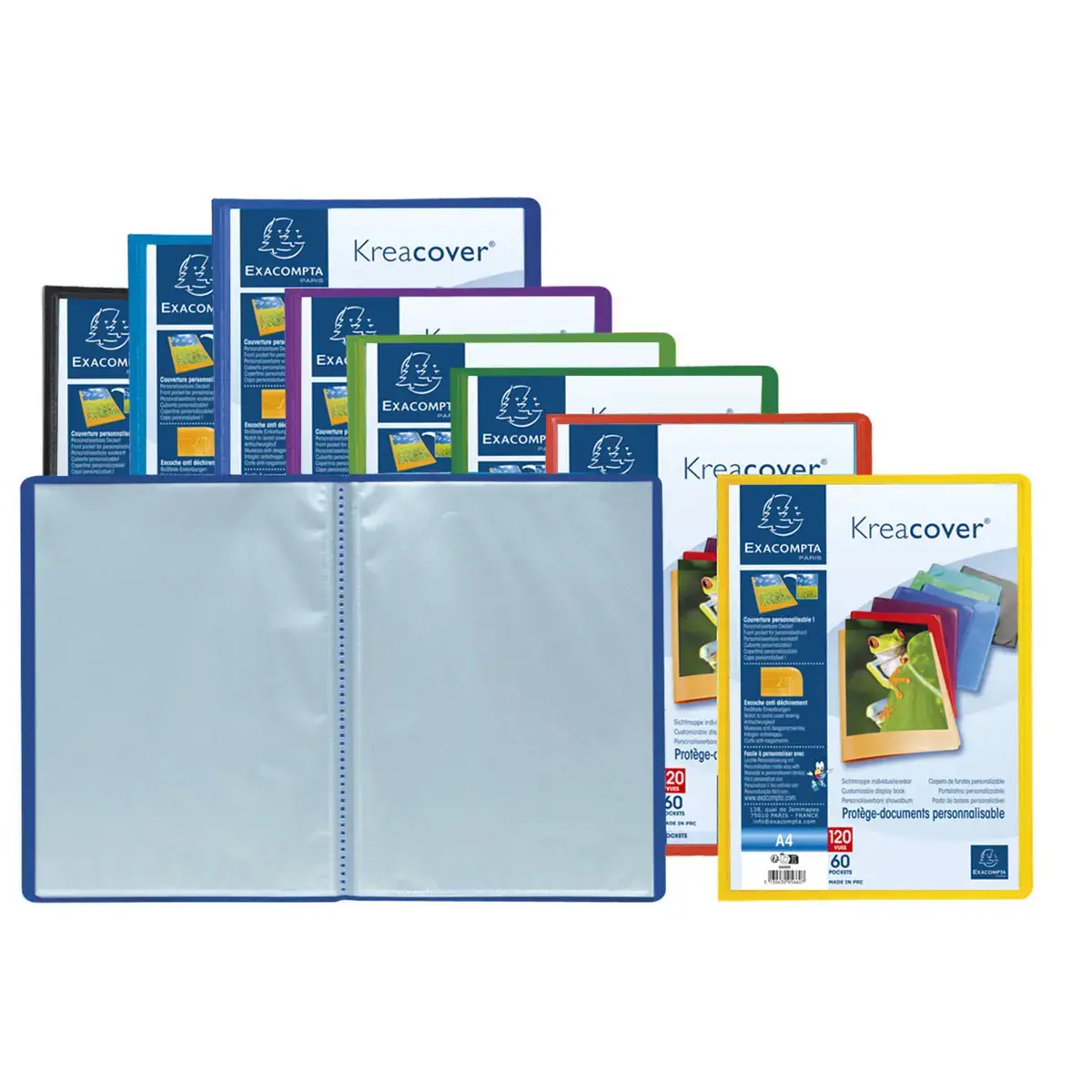 Protège-documents en polypropylène semi rigide Kreacover® Opaque 120 vues - A4 - Couleurs assorties - EXACOMPTA