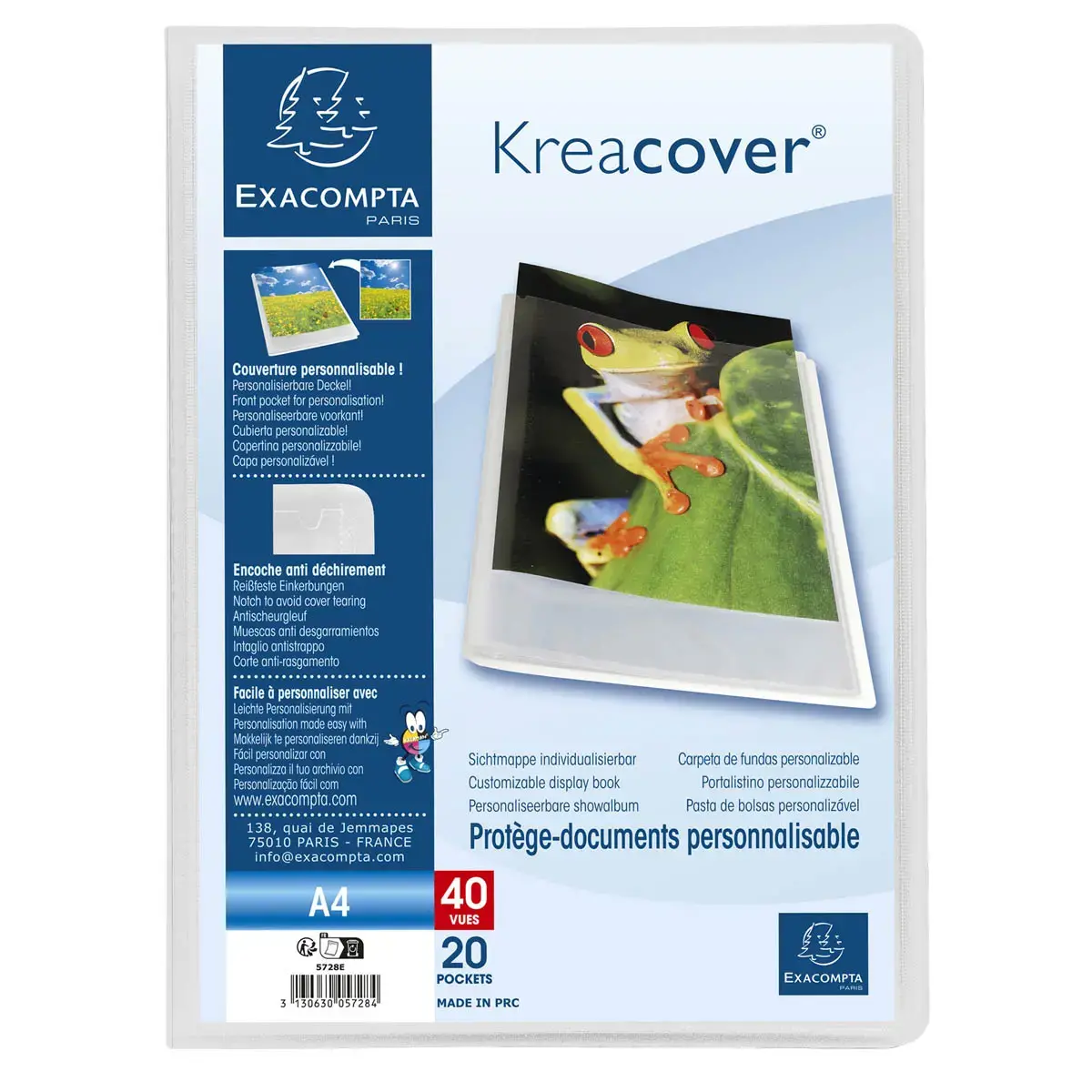 Protège-documents en polypropylène semi rigide Kreacover® Chromaline 40 vues - A4 - Cristal - EXACOMPTA