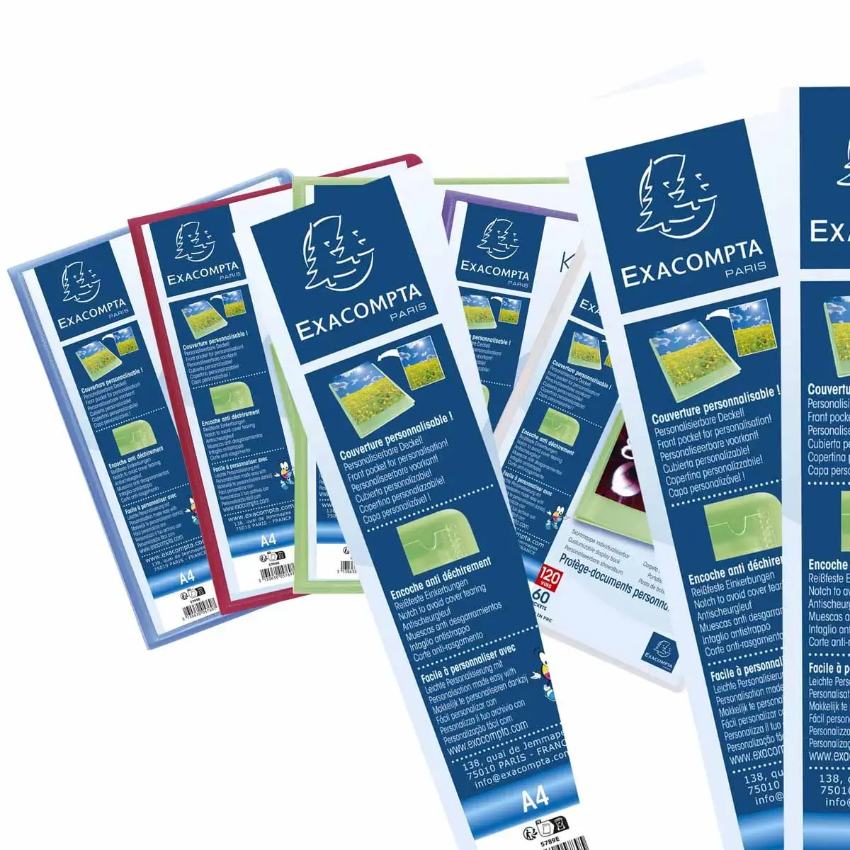 Protège-documents en polypropylène semi-rigide KreaCover® Chromaline 160 vues - A4 - Couleurs assorties - EXACOMPTA