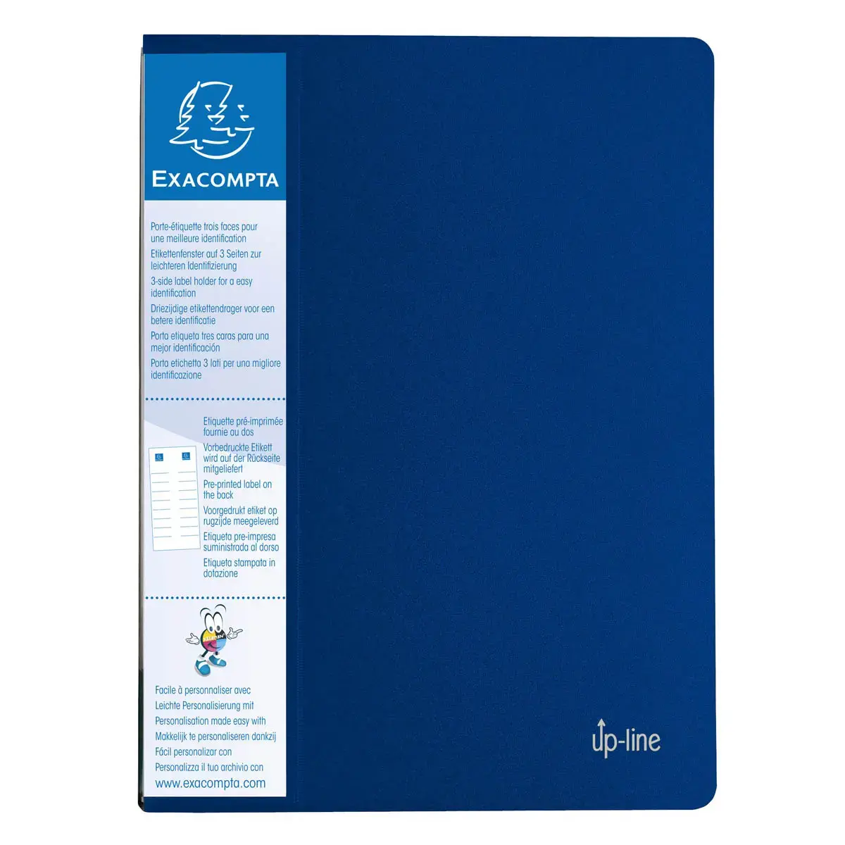 Protège-documents en polypropylène rigide avec porte étiquette 3 faces Up Line Opaque 40 vues - A4 - Bleu - EXACOMPTA