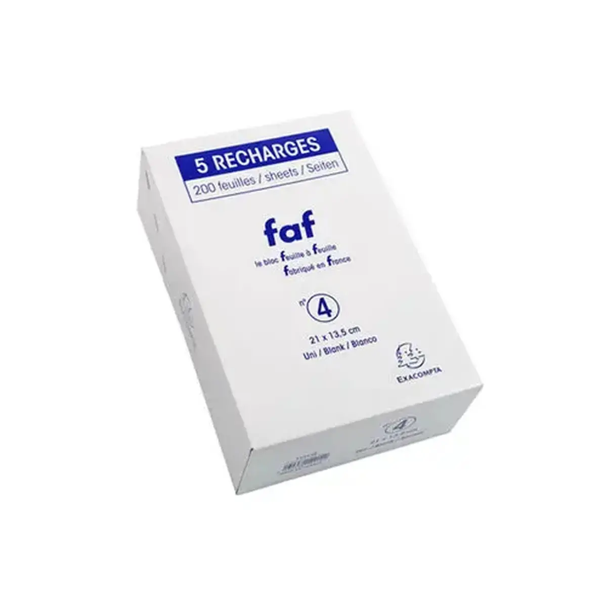 Boîte de 5 recharges FAF 21x13,5cm N.4 uni - EXACOMPTA