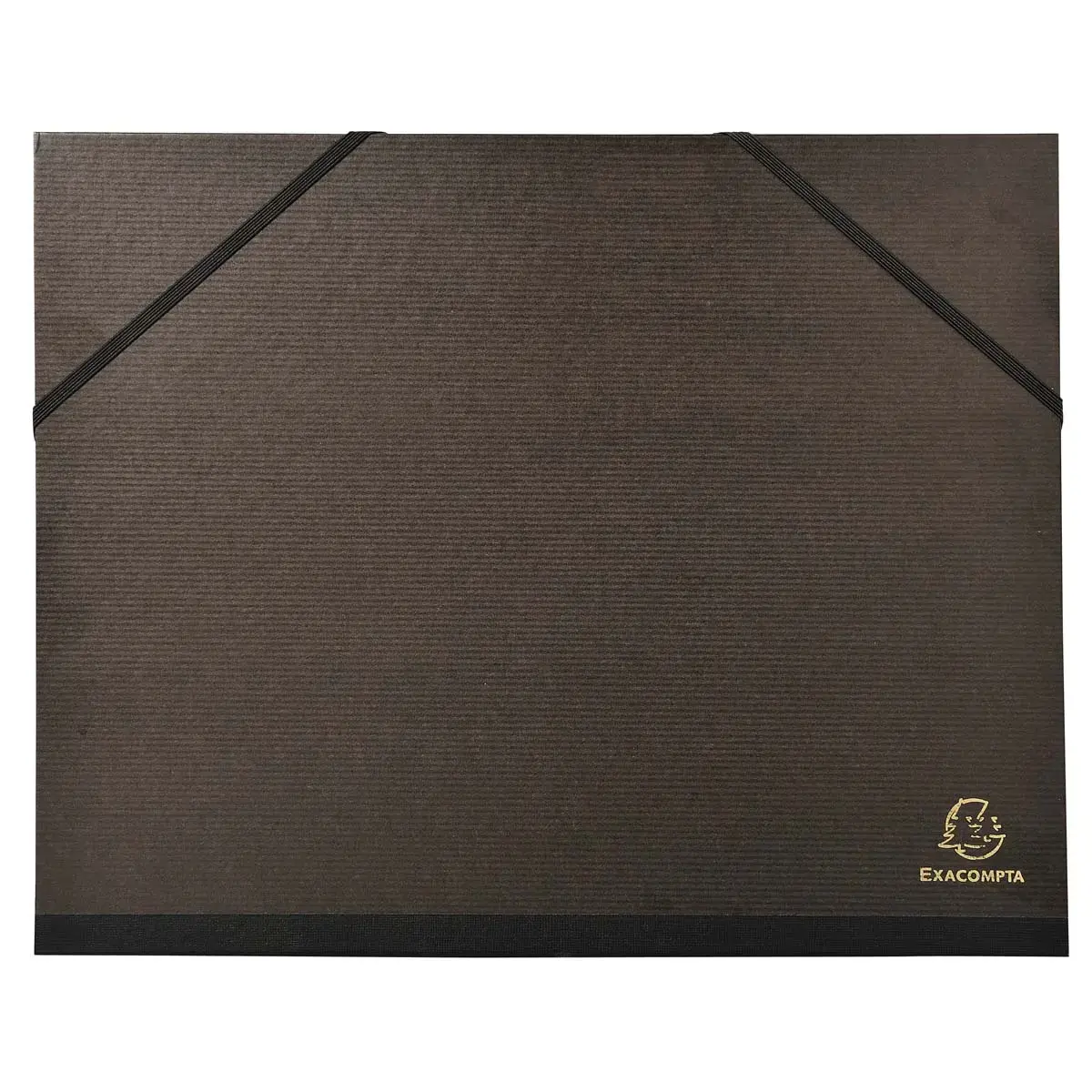 Carton &agrave; dessin kraft noir vernis avec &eacute;lastiques 26x33 cm - Pour formats A4 et 24x32 cm - Noir - EXACOMPTA 