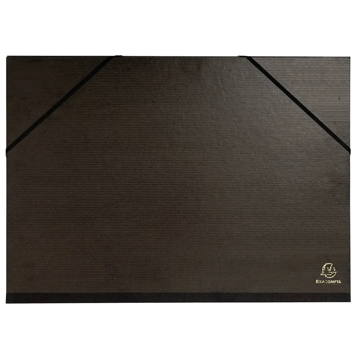 Carton à dessin kraft noir vernis avec élastiques et 3 rabats 32x45 cm - Pour format A3 - Noir - EXACOMPTA
