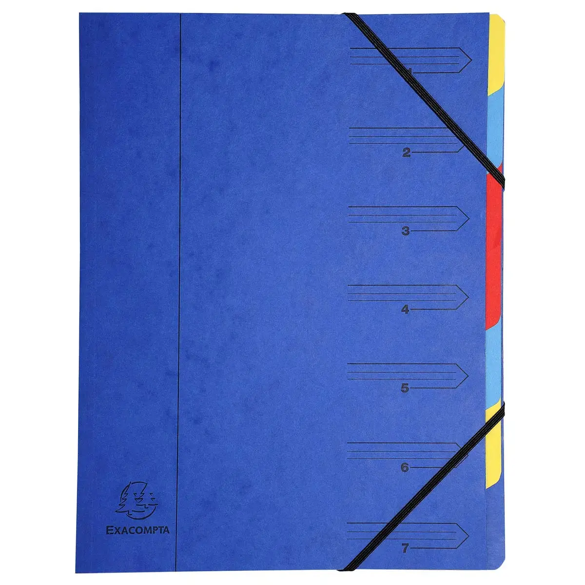 Trieur agrafé avec élastiques 7 compartiments - Bleu - EXACOMPTA