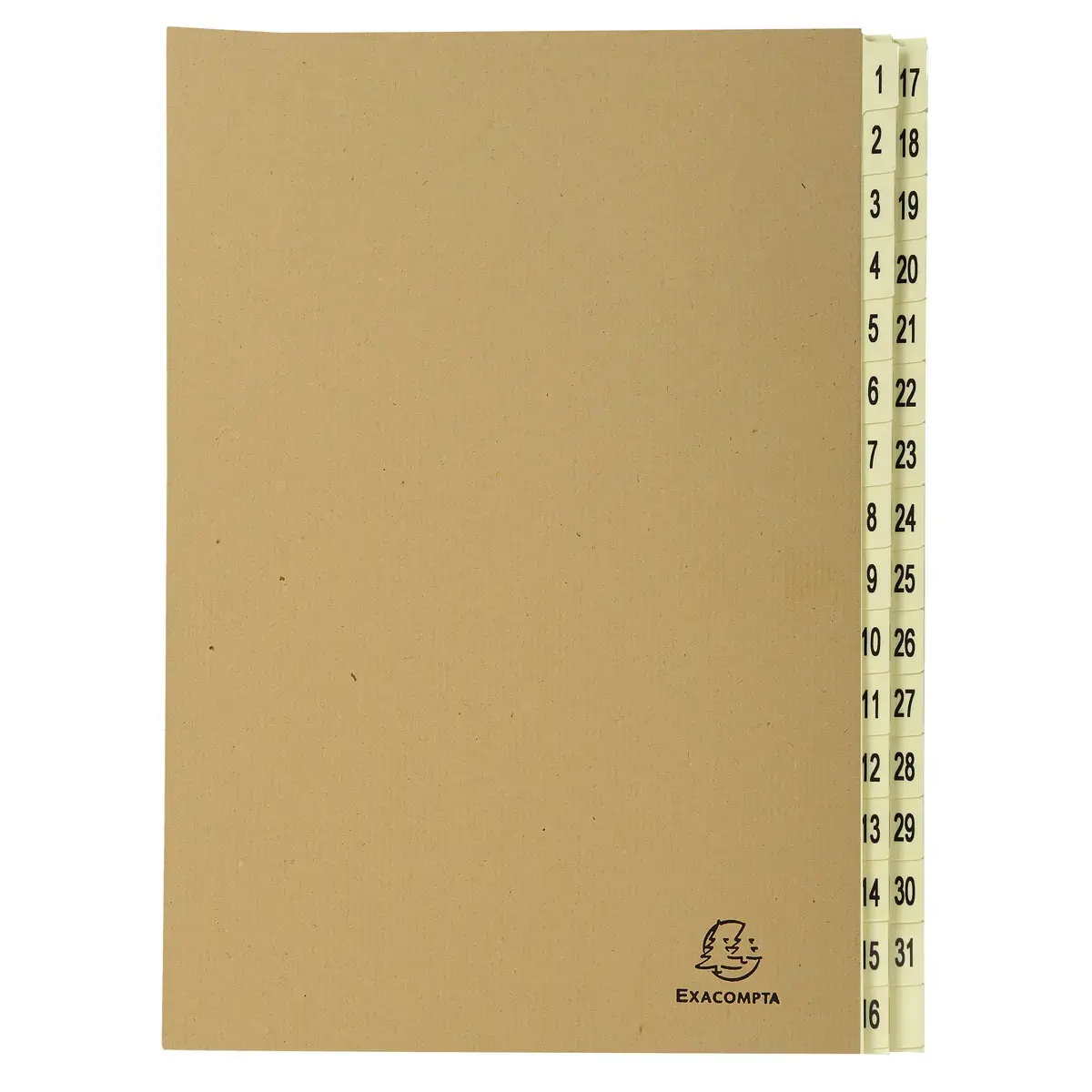 Trieur rigide 31 compartiments de 1 &agrave; 31 Forever kraft - A4 - Brun - EXACOMPTA 