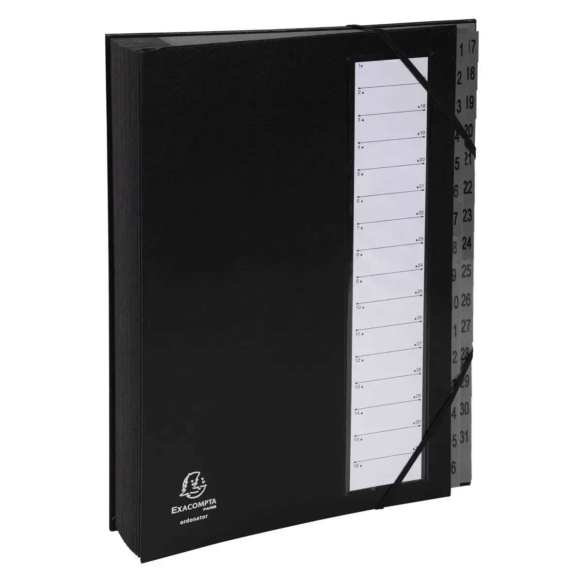 Trieur rigide Ordonator numerique dos extensible 32 compartiments 1 à 32 - Noir - EXACOMPTA