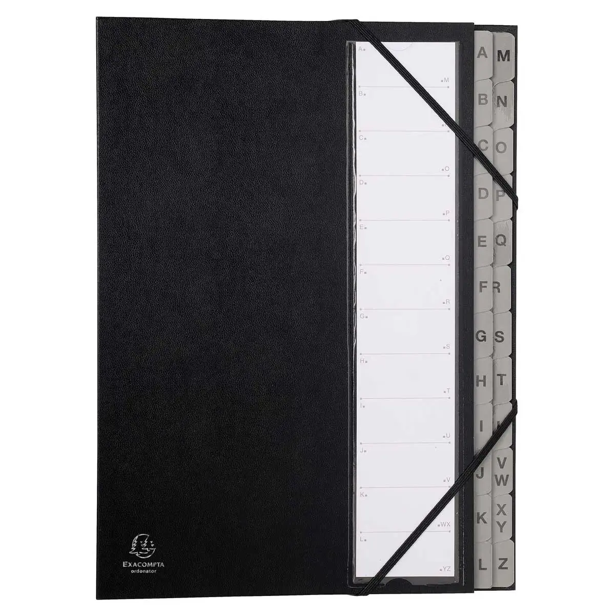 Trieur rigide Ordonator alphab&eacute;tique dos extensible 24 compartiments A &agrave; Z - Noir - EXACOMPTA 
