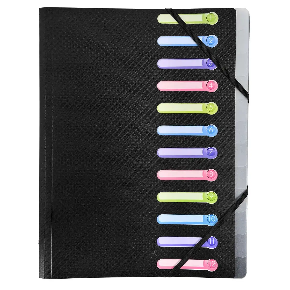 Trieur polypropylène 3 rabats 12 compartiments OPAK - Noir - EXACOMPTA