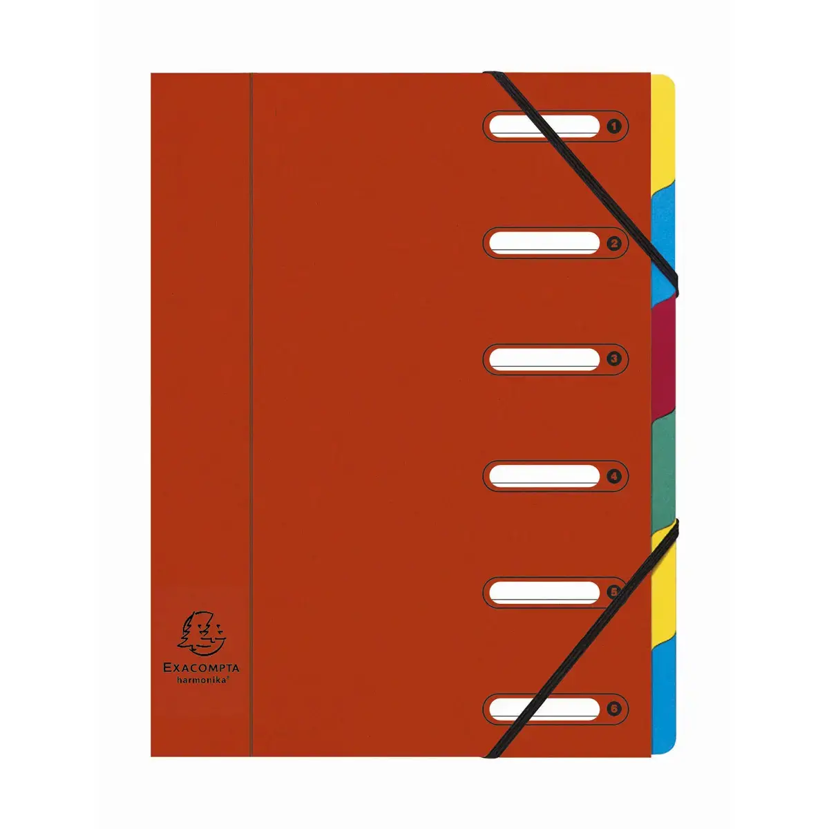 Trieur HARMONIKA® à fenêtres avec élastiques véritable carte lustrée 6 compartiments - Rouge - EXACOMPTA