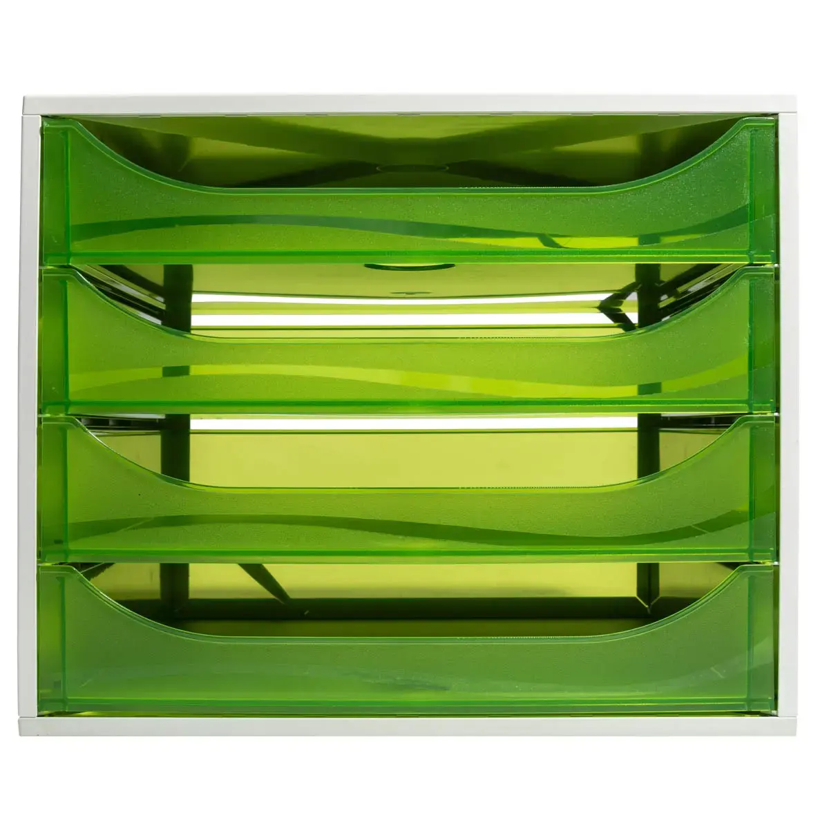 ECOBOX 4 tiroirs - Gris/vert pomme transparent - EXACOMPTA 