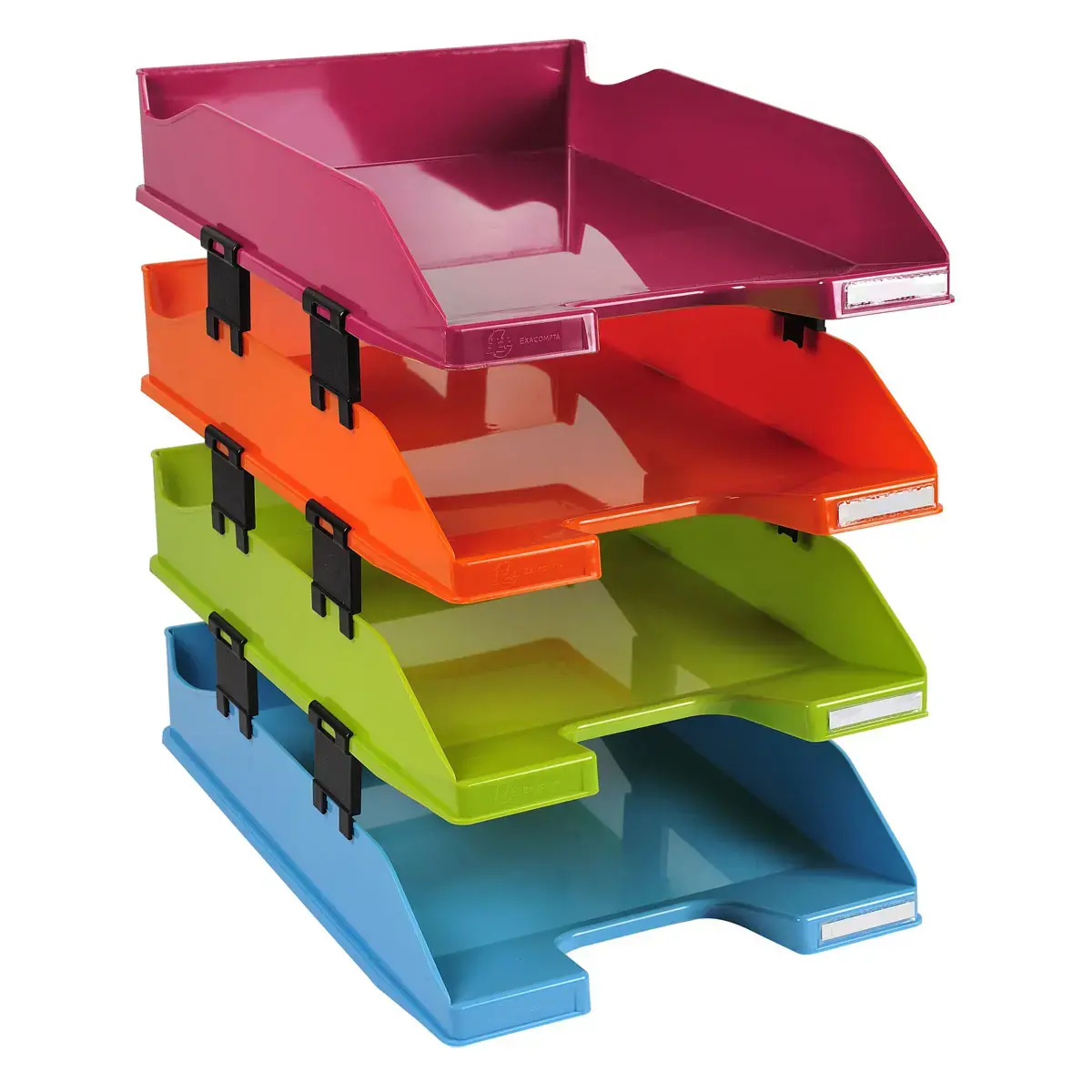 Set de 4 corbeilles à courrier COMBO MIDI Aquarel - Couleurs assorties - EXACOMPTA
