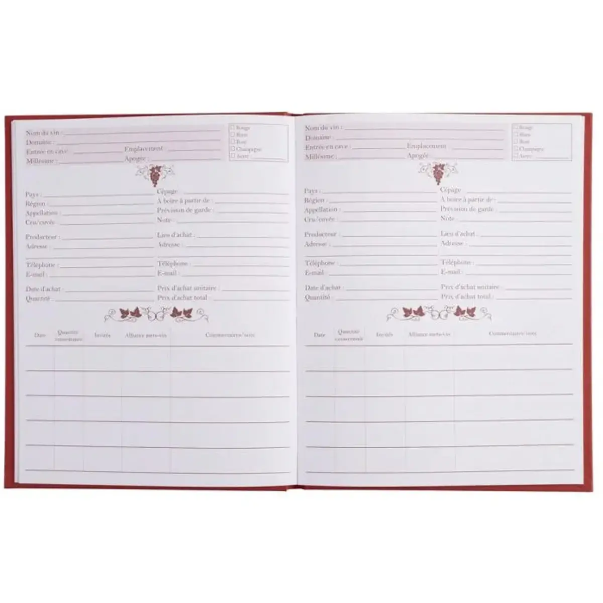 Livre de cave - 22 x 17 cm - 96 pages - Rouge - Exacompta