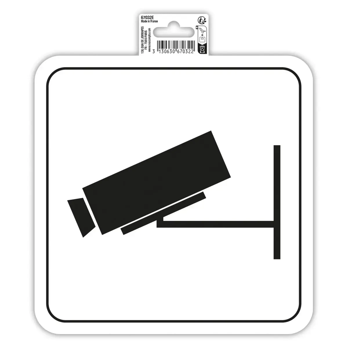 Panneau adhesif video surveillance 20cm 