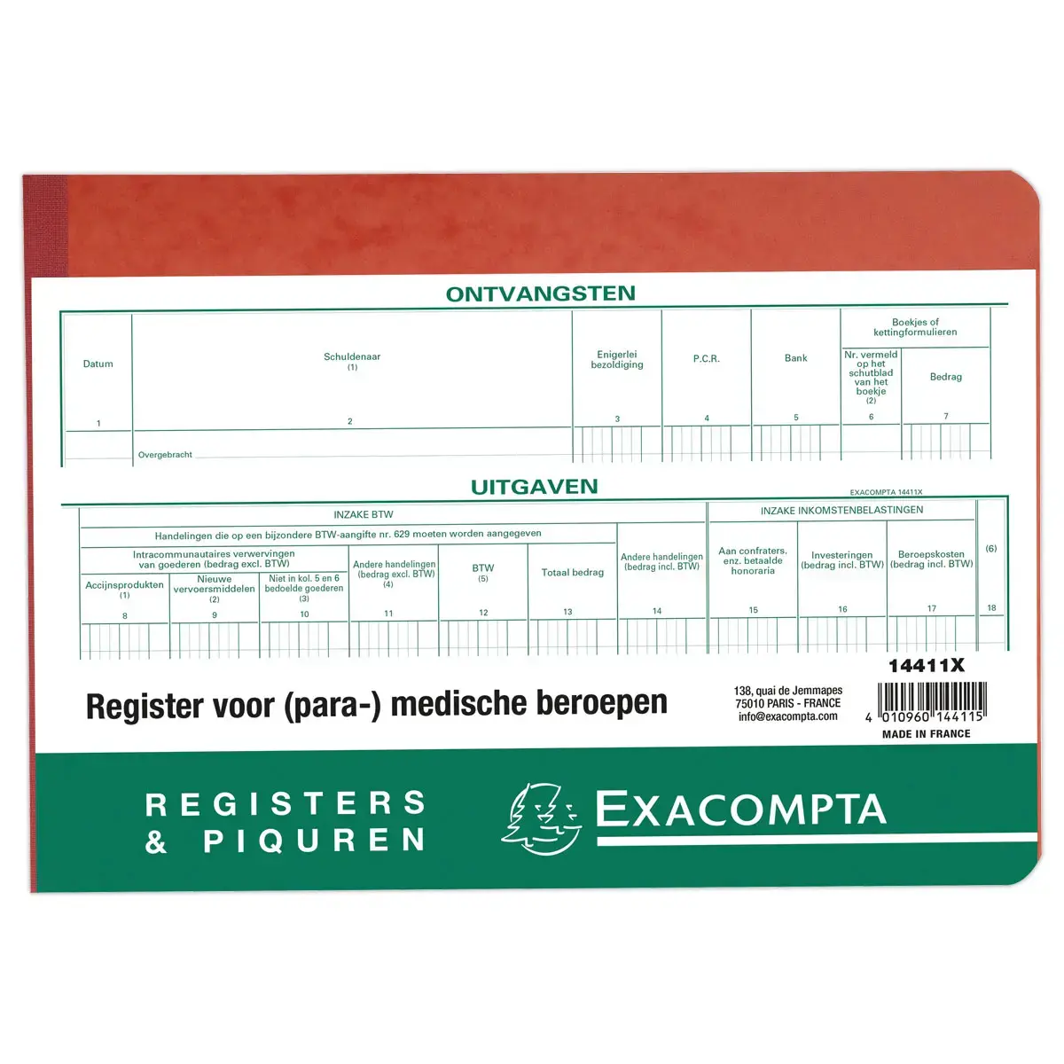 Registre Recettes-Dépenses profession libérale non assujettie à la TVA - A4 - Exacompta