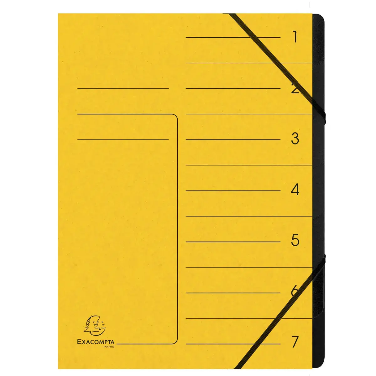Trieur agraf&eacute; 7 compartiments int&eacute;rieur noir - Jaune - Exacompta 