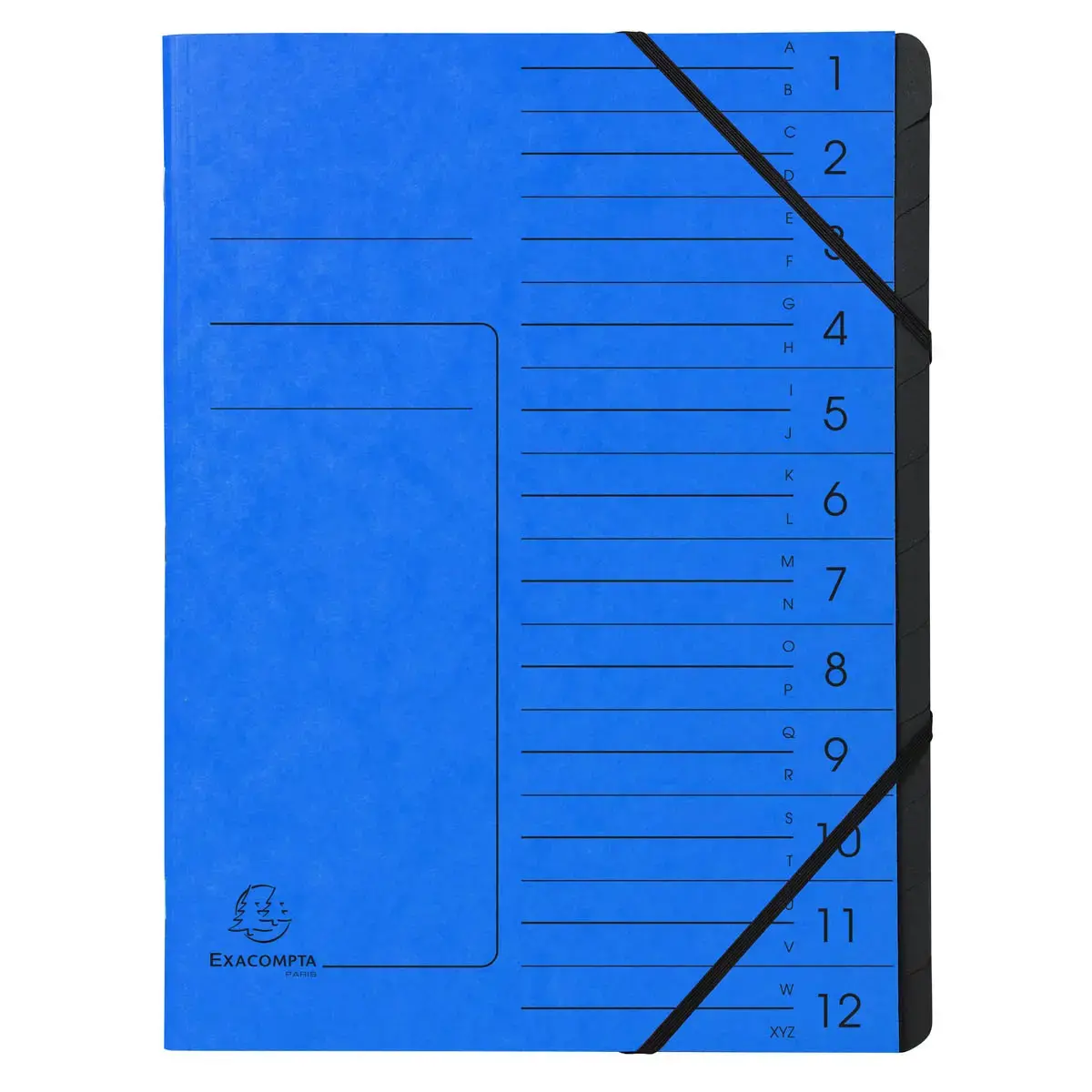 Trieur agraf&eacute; 12 compartiments int&eacute;rieur noir - Bleu - Exacompta 