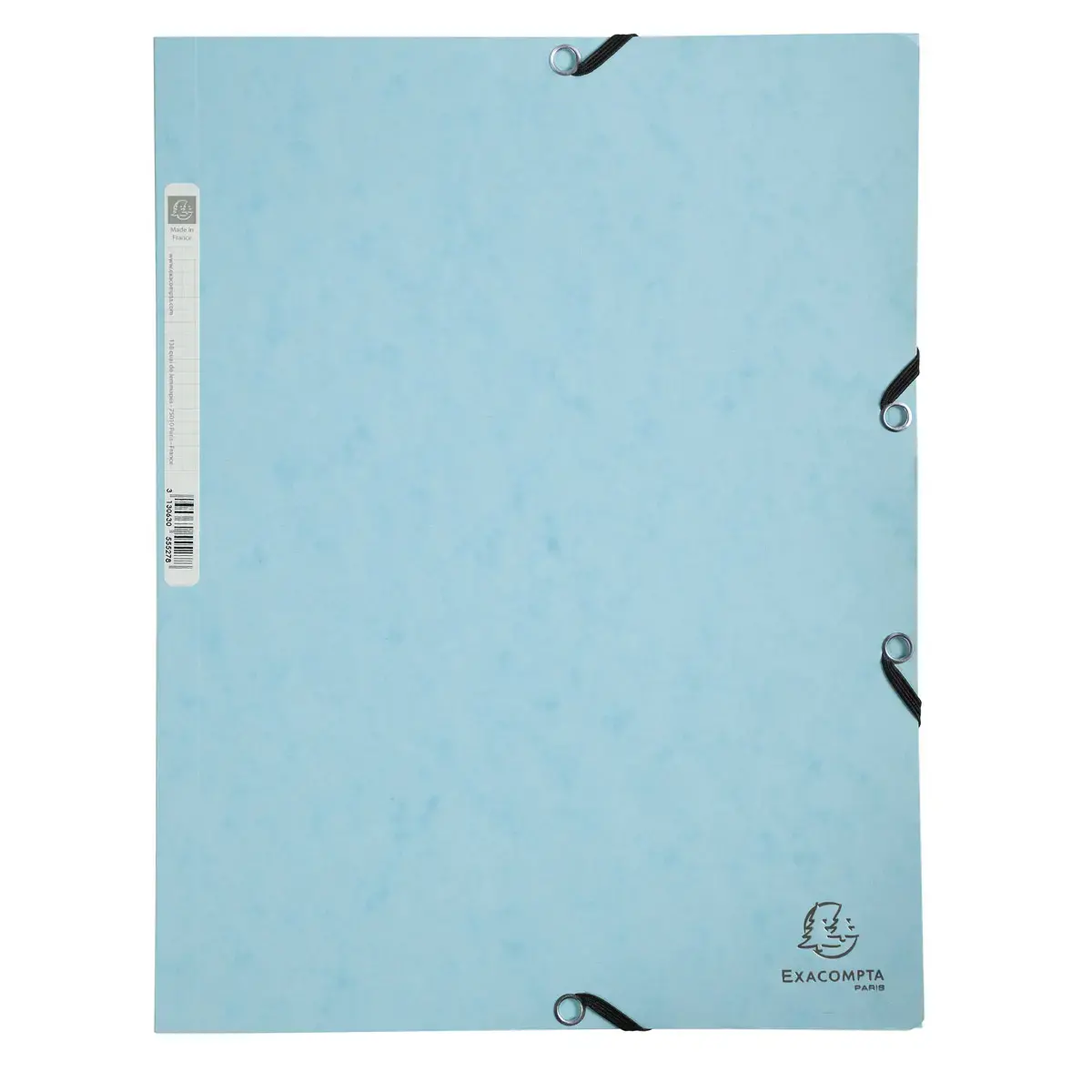 Chemise &agrave; &eacute;lastique 3 rabats A4 en carte lustr&eacute;e Aquarel - Bleu - Exacompta 