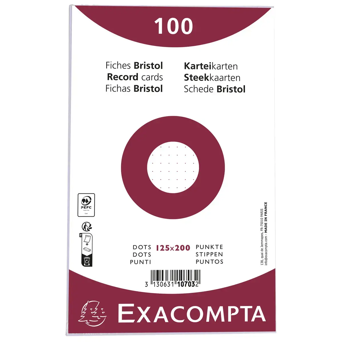 Fiches Bristol - 125 x 200 - Lignage Dots - Exacompt