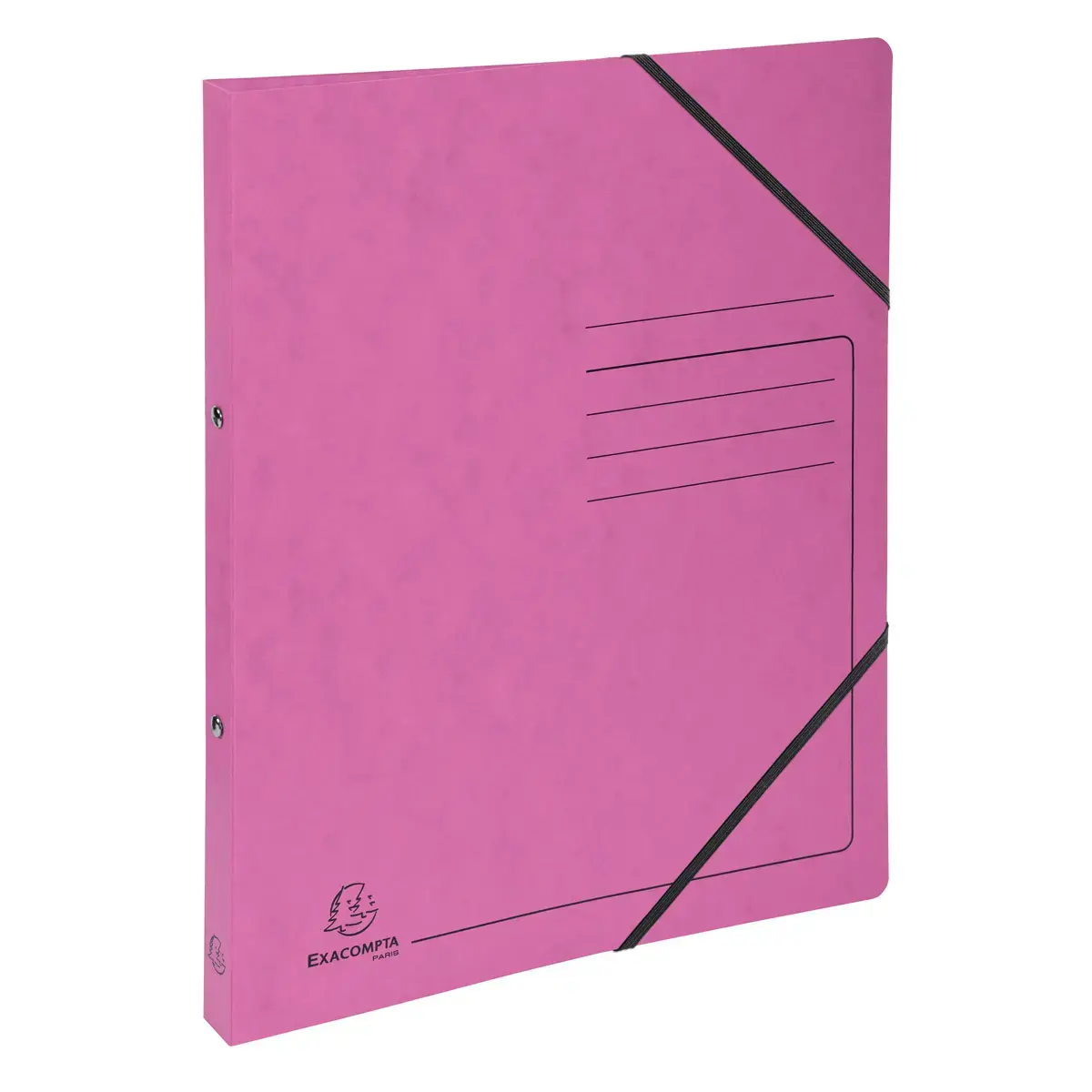 Classeur à élastique 2 anneaux 15 mm A4 en carte lustrée 355 g/m² - Rose - Exacompta