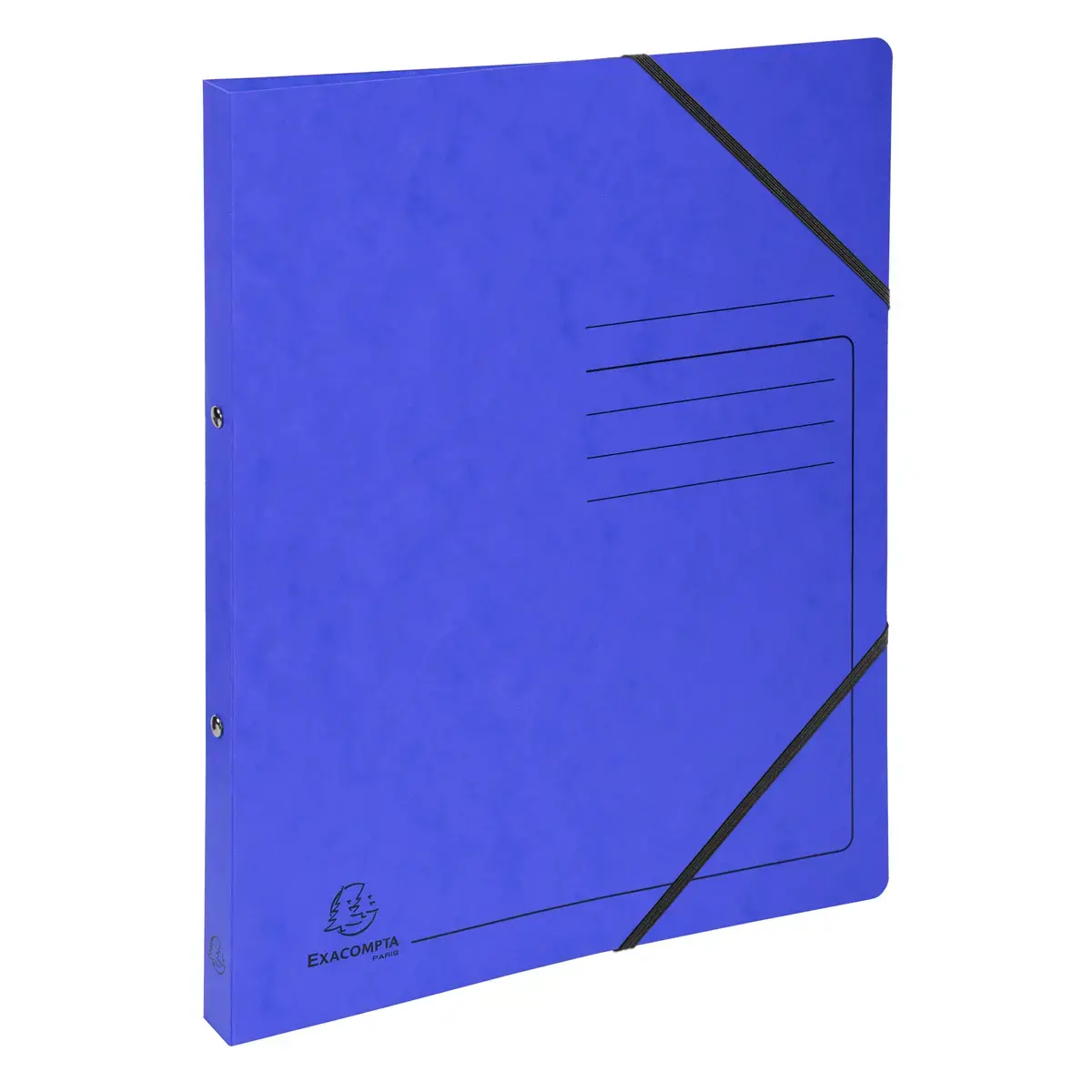 Classeur à élastique 2 anneaux 15 mm A4 en carte lustrée 355 g/m² - Bleu - Exacompta